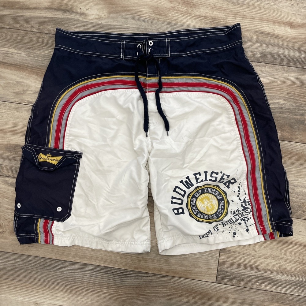 Budweiser Beer Swim Shorts Trunks Official Product Vintage Long Board‎ Size 38